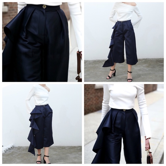 Silky Long Side Ruffle Capri Pants - Picture 10 of 12